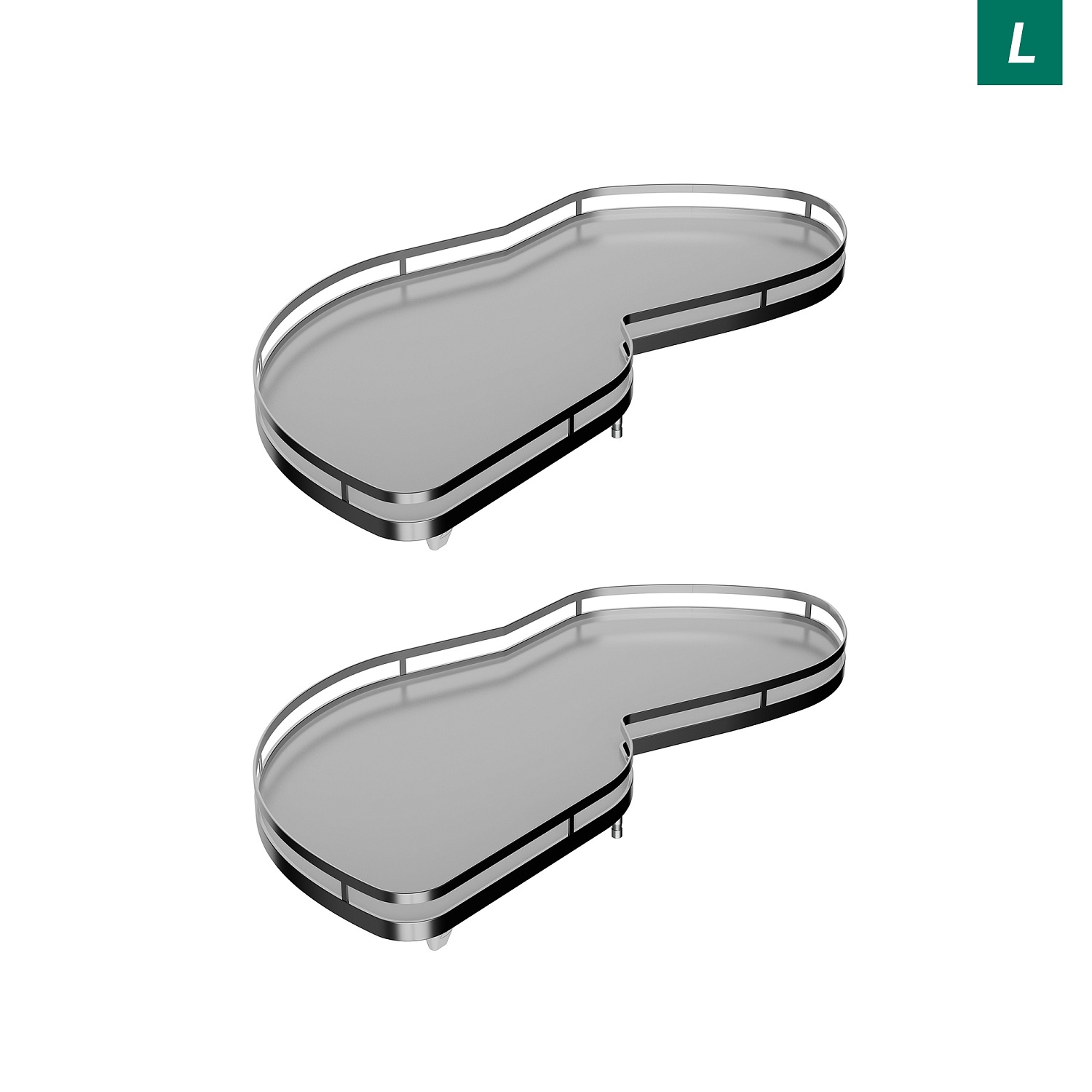 Комплект полок левый Леманс 500 мм Арена СТИЛЬ (2 полки + рычаги) ХРОМ